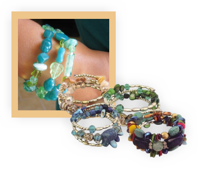 A selection of memory wire bracelets