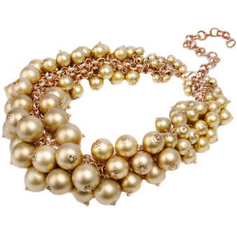 Faux gold coloured pearl necklace