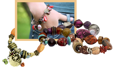 A collage of chunky bracelets