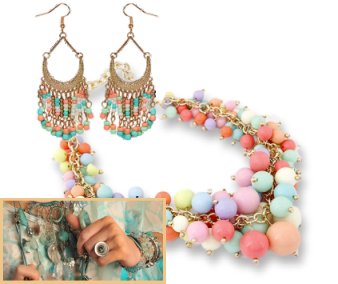 Large pastel beads give a feminine touch to a chunky necklace. Chunky pastel necklaces